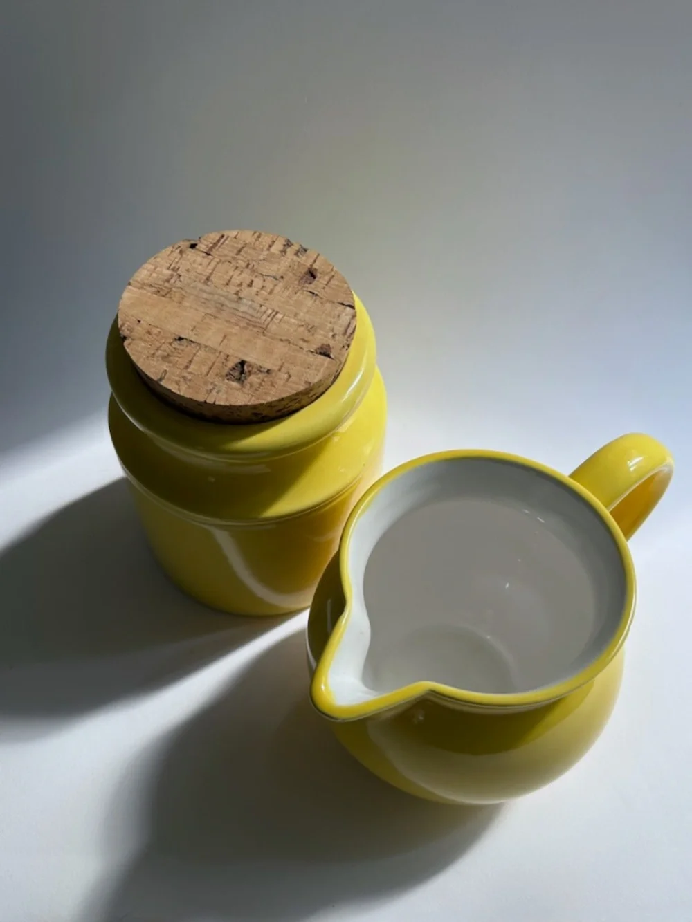 Savoir Vivre Yellow Ceramic Sugar & Creamer Set, 1980's